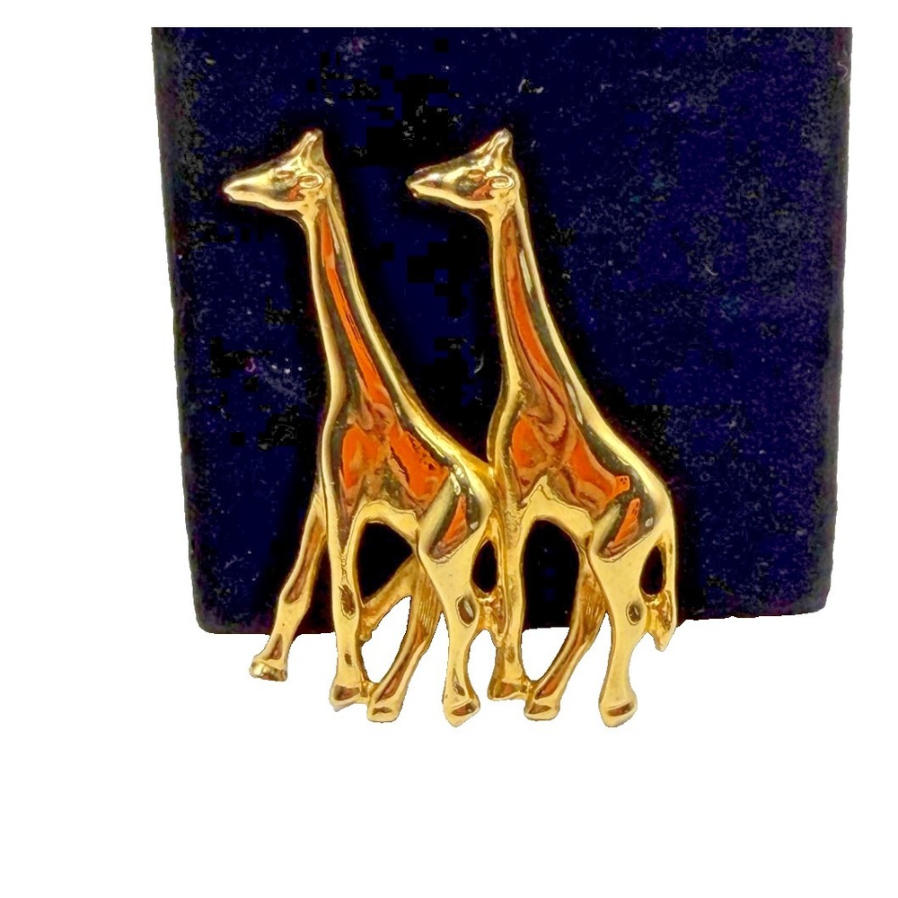 Goldtone 2 Giraffes‎ Pin Back Brooch